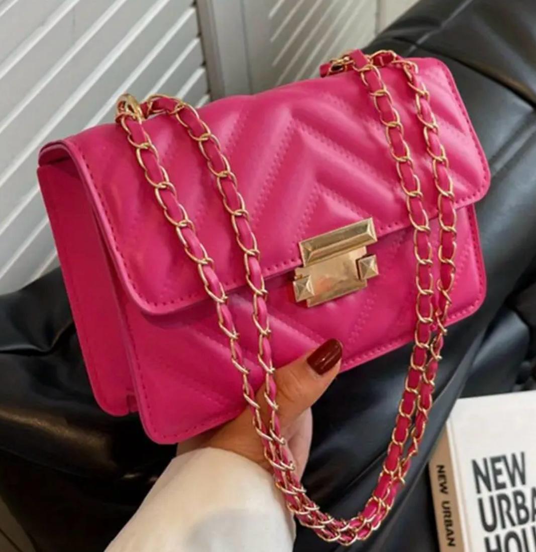 Gesteppte Schultertasche Pink