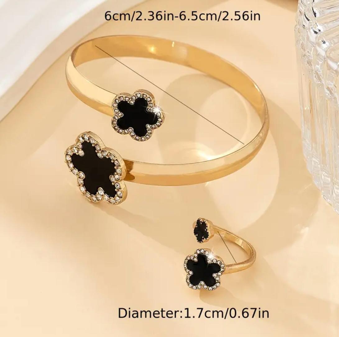 Klee Set Armreif und Ring Strass