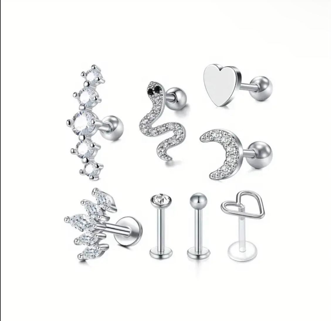 Knorpelstecker Set Ohrschmuck Conch Piercing Zirkon