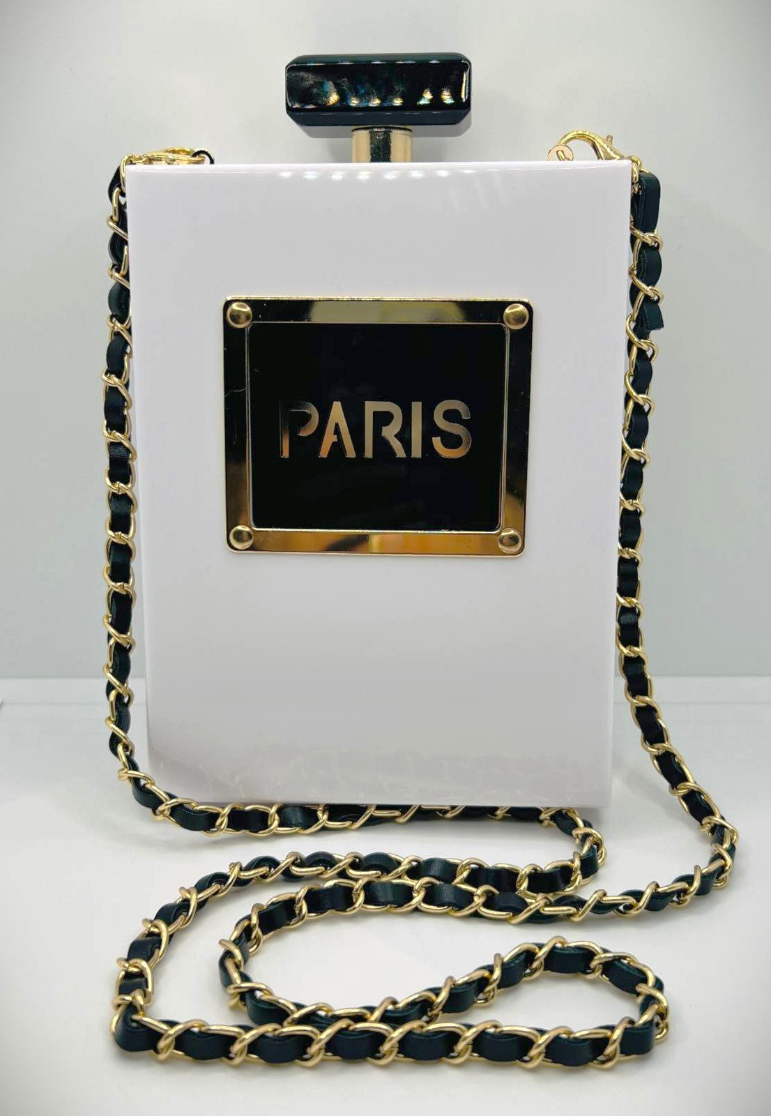 Paris Gold Weiß Schwarz Flocon Clutch
