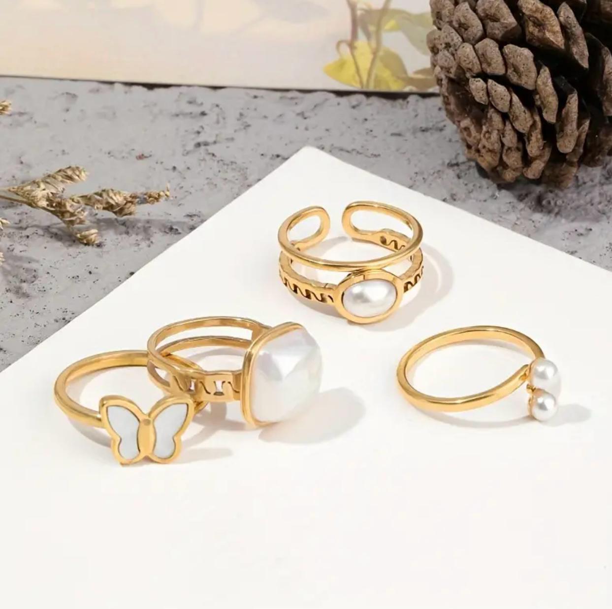 Ring Set Kombination Gold