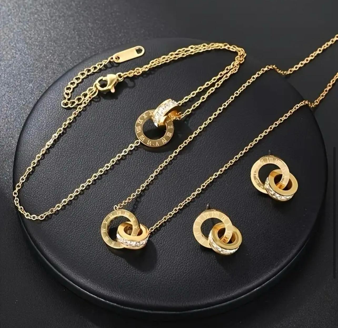 Schmuckset mit Römische Ziffern Gold