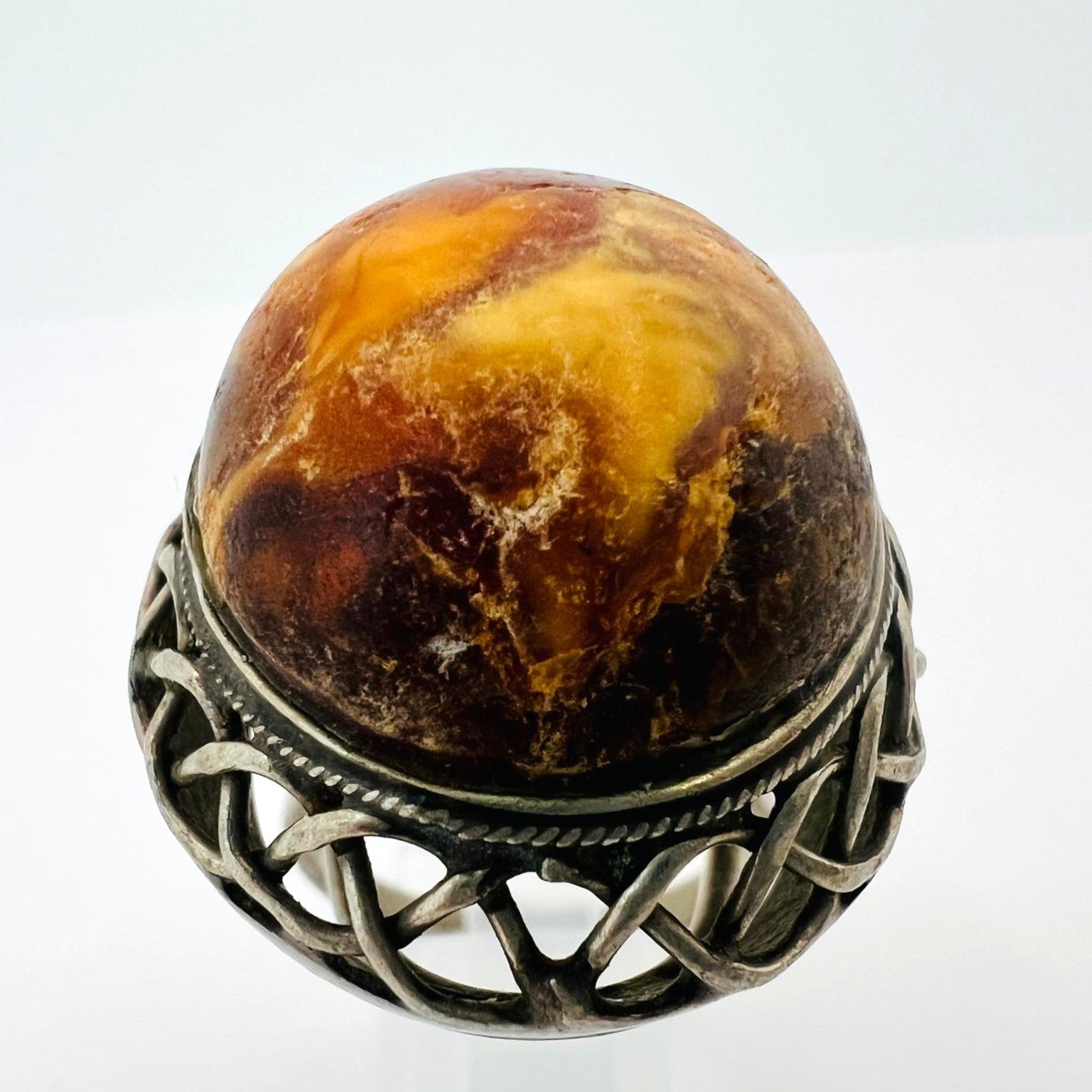Silberring mit Naturbernstein Butterscotch
