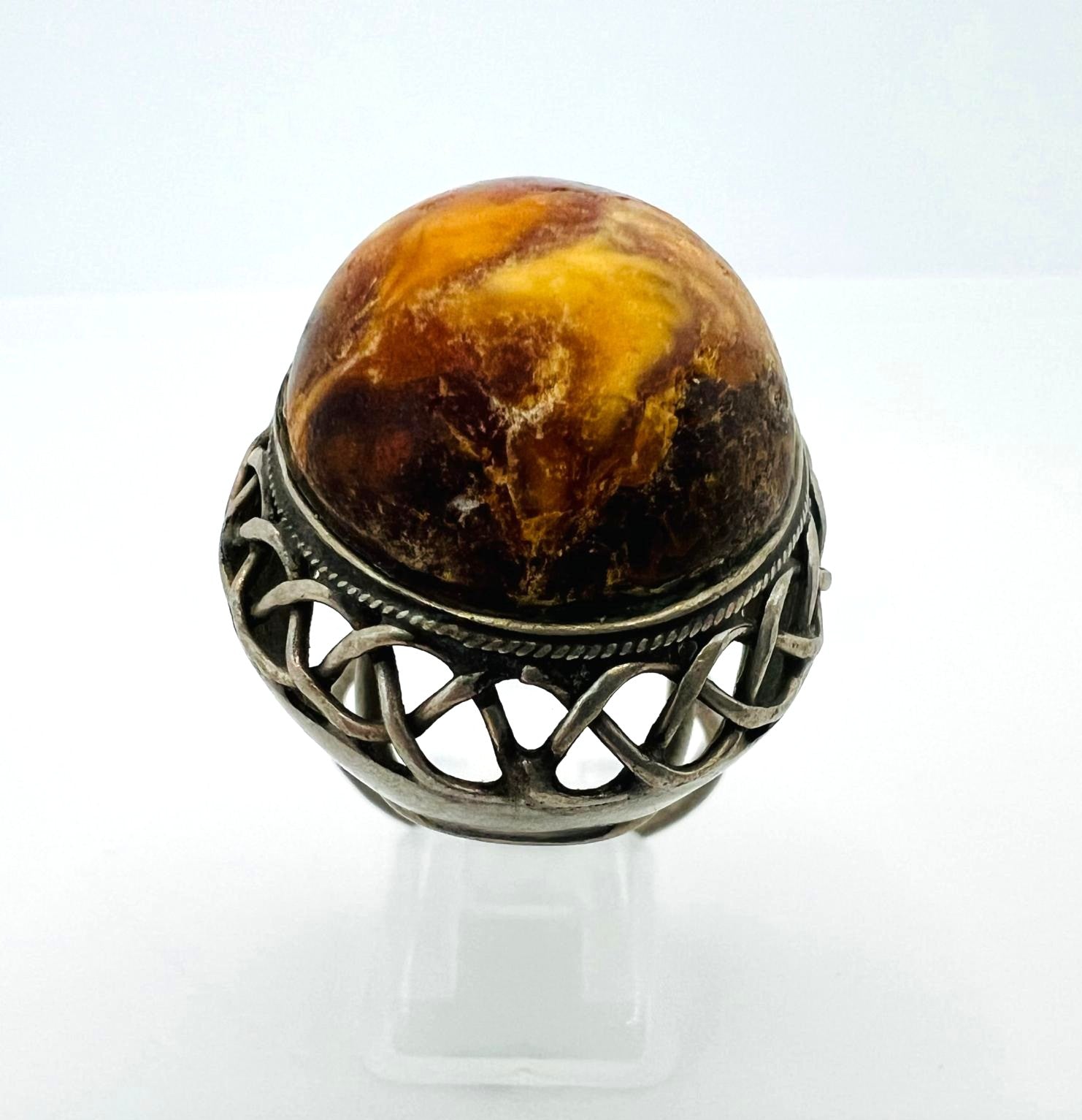 Silberring mit Naturbernstein Butterscotch