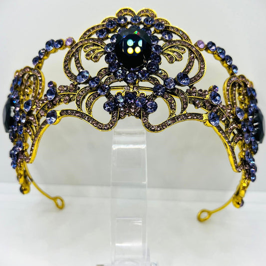 Tiara mit Violetten Facettierten Strasssteinen