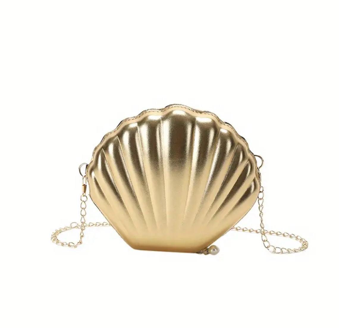 Umhängetasche in Muschelform Gold