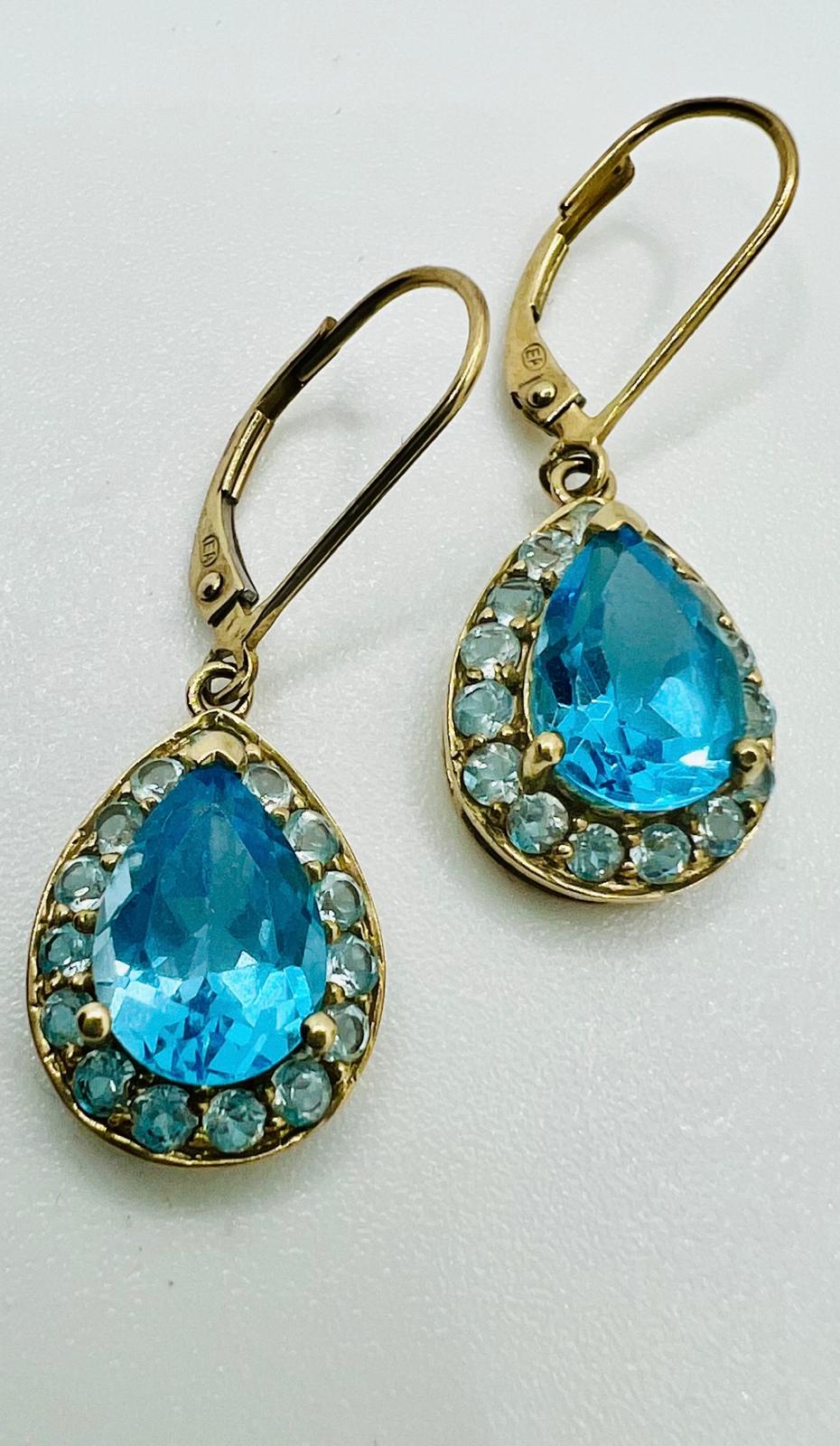 Vintage 333 Gold Ohrringe mit großen Topaz Edelsteinen