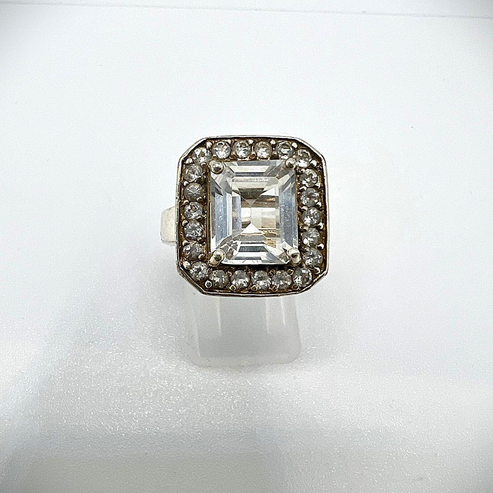 Vintage 925 Silber Ring mit Zirkonia und Pavé-Steinen