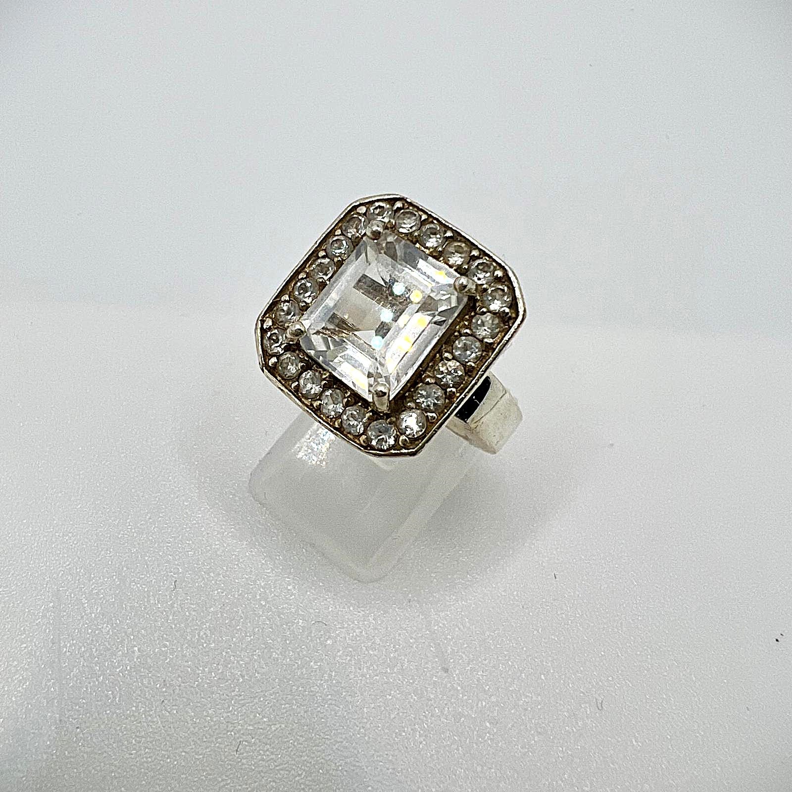 Vintage 925 Silber Ring mit Zirkonia und Pavé-Steinen