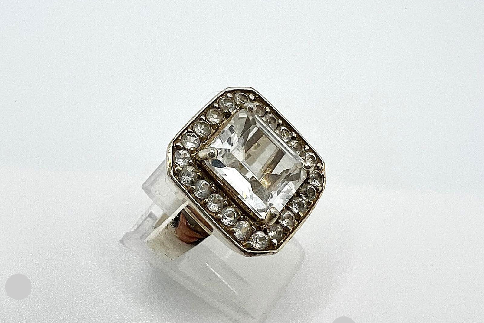 Vintage 925 Silber Ring mit Zirkonia und Pavé-Steinen