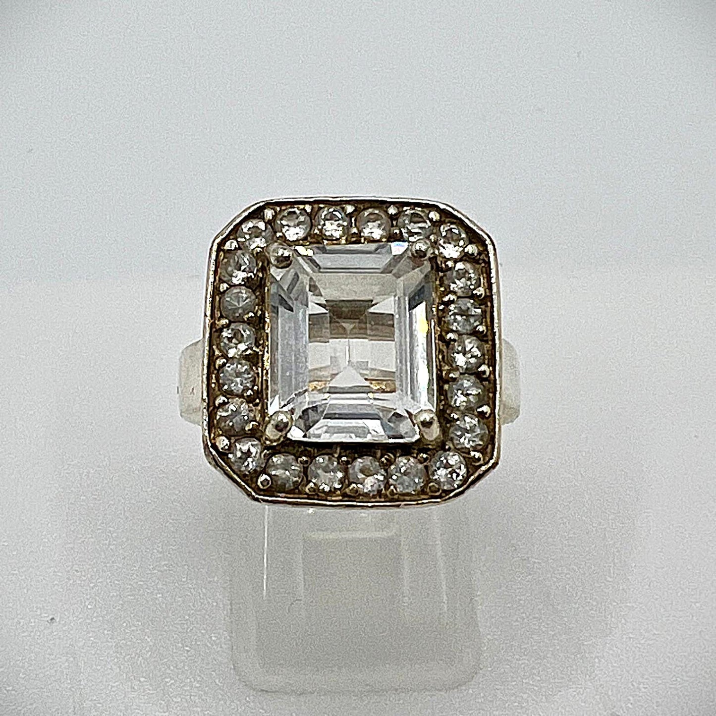 Vintage 925 Silber Ring mit Zirkonia und Pavé-Steinen