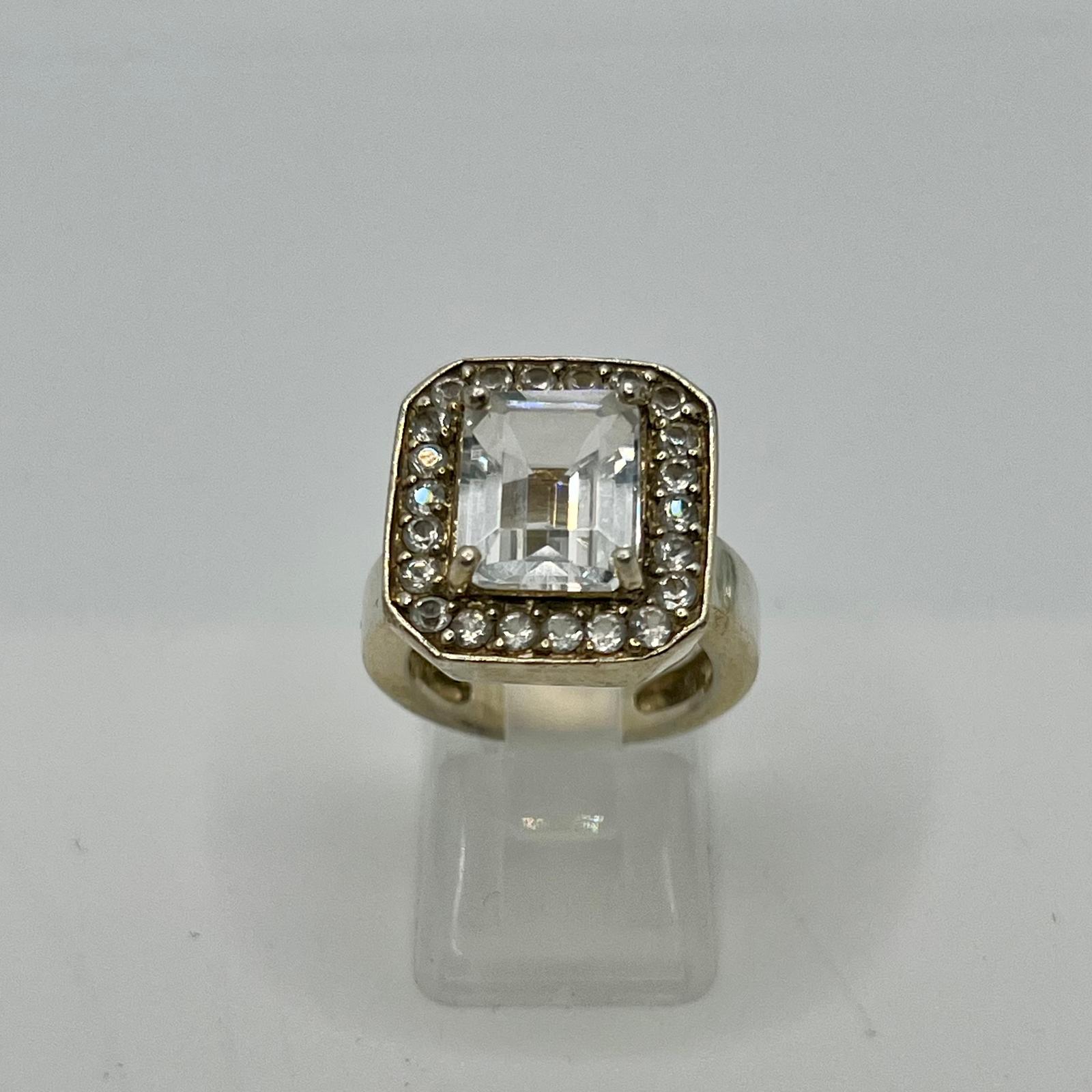 Vintage 925 Silber Ring mit Zirkonia und Pavé-Steinen