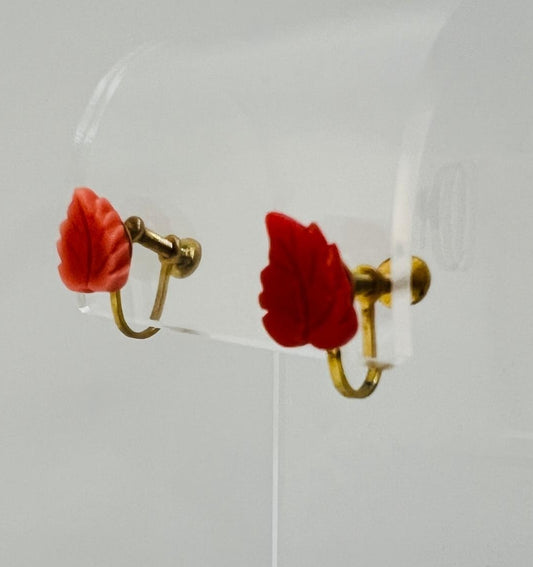 Vintage Art Deco Coral Earrings