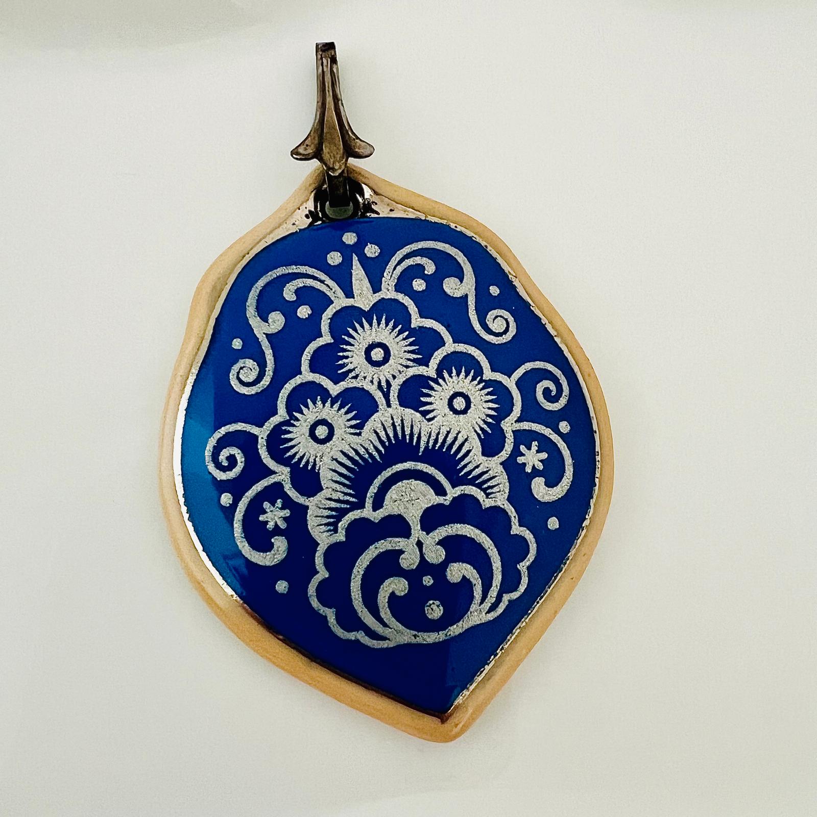 Vintage Porzellan Emaille Kettenanhänger von Rosenthal