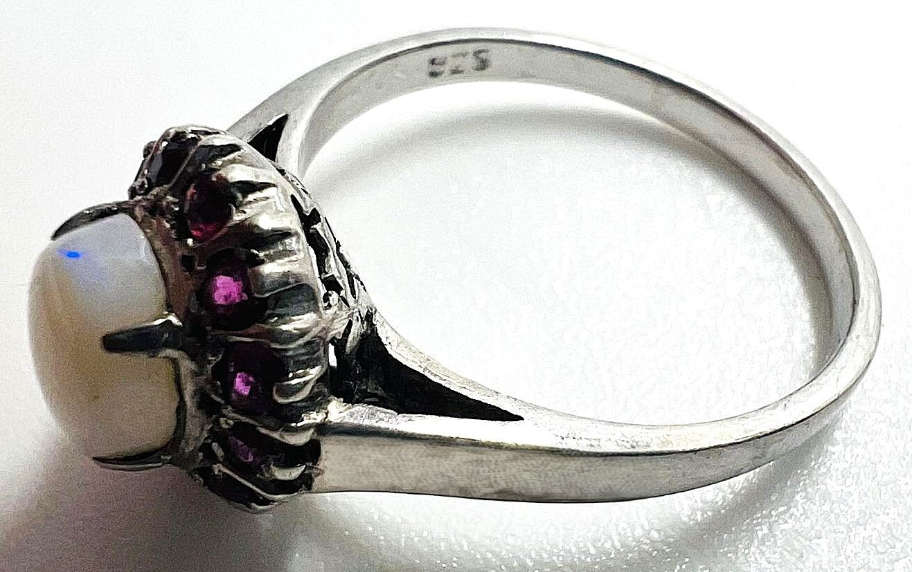  Silberring mit Opal & Granat 