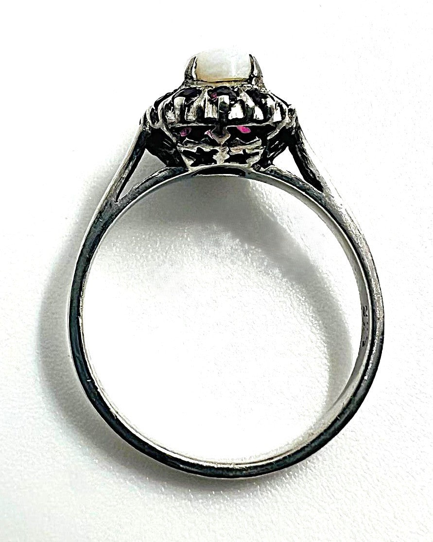  Silberring mit Opal & Granat 